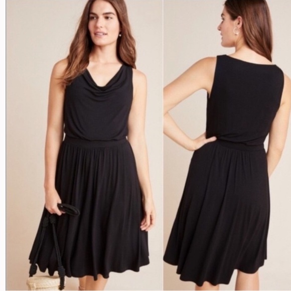NWT Anthropologie Brianne Cowl Neck Dress by Maeve - Black - Small - Picture 4 of 5